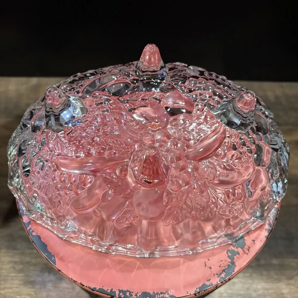 Vintage Clear Pressed Glass Footed Fruit Bowl Oval Scalloped 12” Serving Bowl